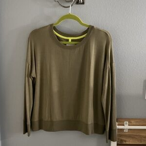 Lou & Grey Army Green Light Weight Pullover Sweatshirt